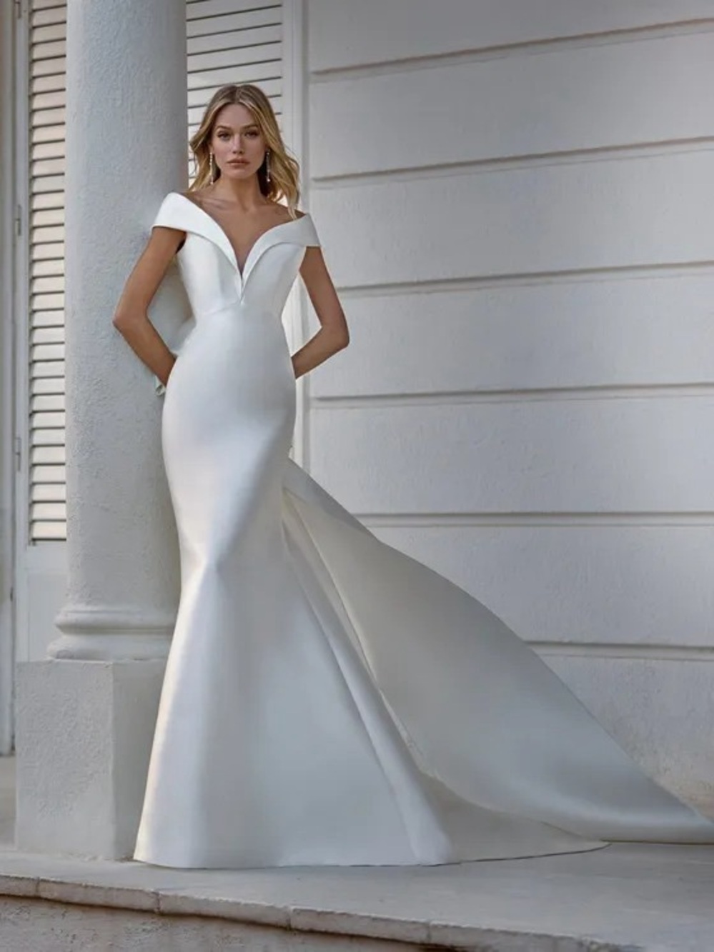 St. Patrick Clarissa Off-Shoulder White Mermaid Dress